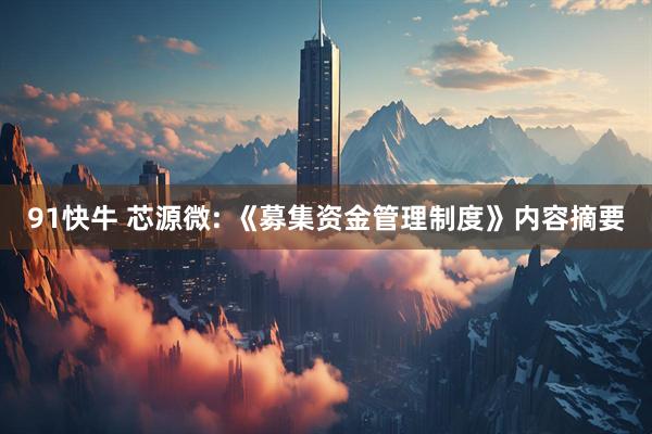 91快牛 芯源微: 《募集资金管理制度》内容摘要